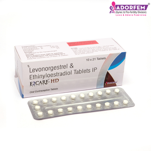 Product Name: E2CARE HD, Compositions of Levonorgestrel & Ethinyloestradiol Tablets IP  are Levonorgestrel & Ethinyloestradiol Tablets IP  - Cheminnova Life Sciences