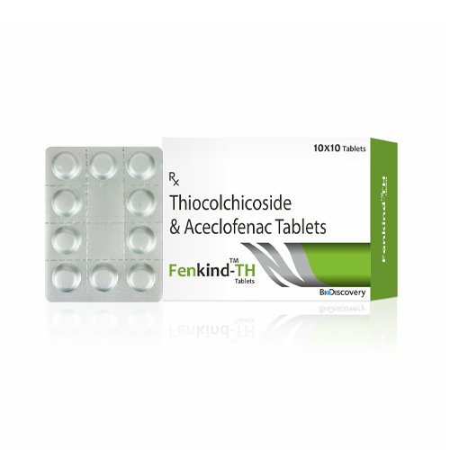 Product Name: Fenkind TH, Compositions of Fenkind TH are Thiocolchicoside & Aceclofenac Tablets - Biodiscovery Lifesciences Private Limited