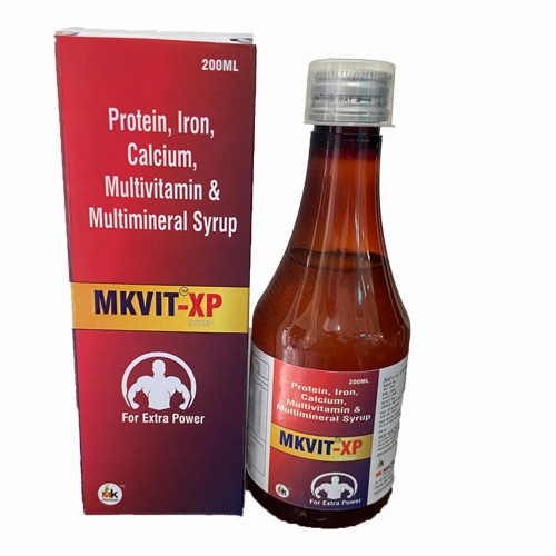 Product Name: MKVIT XP, Compositions of Protein, Iron, Calcium, Multivitamin & Multimineral Syrup are Protein, Iron, Calcium, Multivitamin & Multimineral Syrup - MK Healthcare