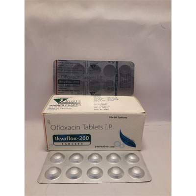 Product Name: Ikvaflox 200 Tablets, Compositions of Ikvaflox 200 Tablets are Ofloxacin Tablets IP - Ikvans Pharma