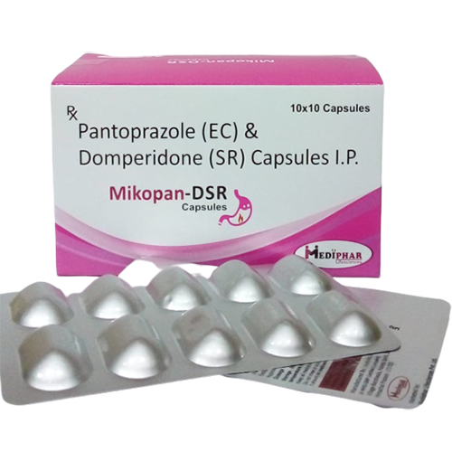 Product Name: Mikopan DSR, Compositions of Mikopan DSR are Pantaprazole Sodium (EC) and Domperidone (SR) Capsules IP - Mediphar Lifesciences Private Limited