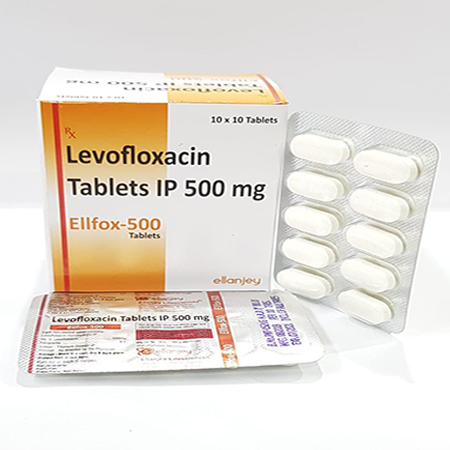 Product Name: Ellfox 500, Compositions of Ellfox 500 are Levofloxacin Tablets IP 500mg - Ellanjey Lifesciences