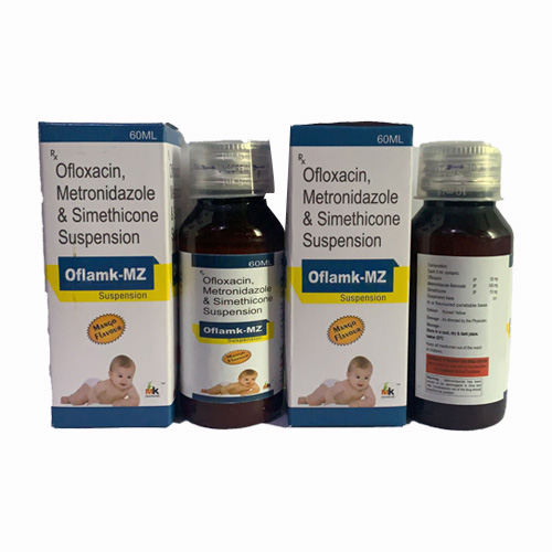 Product Name: Oflamk MZ, Compositions of Ofloxacin, Metronidazole & Simethicone Suspension are Ofloxacin, Metronidazole & Simethicone Suspension - MK Healthcare