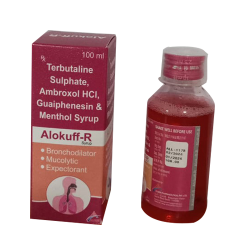 Product Name: ALOKUFF R, Compositions of ALOKUFF R are Terbutaline Sulphate, Ambroxol Hcl, Guaiphenesin & Menthol Syrup - Access Life Science