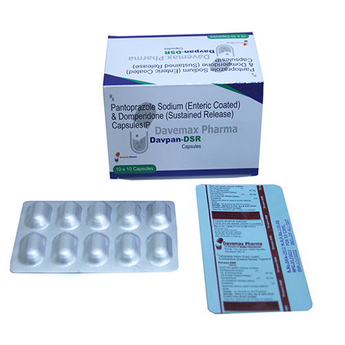 Product Name: Davpan DSR, Compositions of Davpan DSR are Pantoprazole  Sodium (EC) & Domperidone (SC) Capsules IP - Davemax Pharma