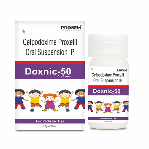 Product Name: Doxnic 50, Compositions of Doxnic 50 are Cefpodoxime Proxetil Oral Suspension IP - Prosem Healthcare