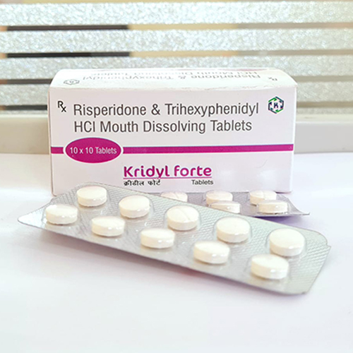 Product Name: Kridyl Forte, Compositions of Kridyl Forte are Risperidone & Trihexayphenidyl HCL Mouth Dissolving Tablets - Kriti Lifesciences