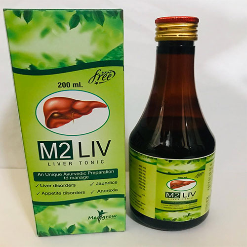 Product Name: M2 Liv, Compositions of AYURVEDIC LIVER TONIC are AYURVEDIC LIVER TONIC - MediGrow Lifesciences