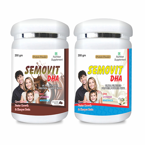 Product Name: SEMOVIT DHA, Compositions of SEMOVIT DHA are ultra filtered protein powder with dha vitamins - Prosem Healthcare