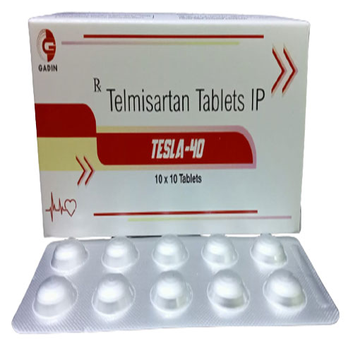 Product Name: TESLA 40, Compositions of TELMISARTAN IP 40 MG are TELMISARTAN IP 40 MG - Gadin Pharmaceuticals Pvt. Ltd