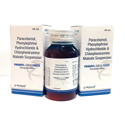 Product Name: Pararyl Cold Forte, Compositions of Pararyl Cold Forte are Paracetamol, Phenylephrine Hydrochloride & Chlorpheniramine Maleate Suspension  - Ryland Health Care