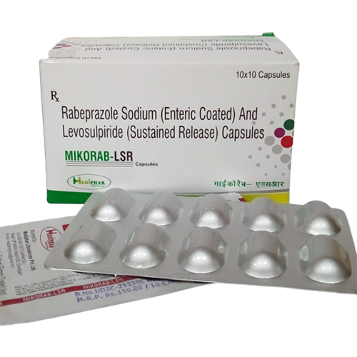 Product Name: Mikorab LSR, Compositions of Mikorab LSR are Rabepranazole Sodium (EC) and Levosulpiride (SR) Capsules - Mediphar Lifesciences Private Limited