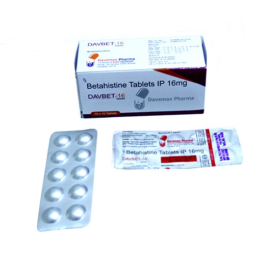 Product Name: Davbet 16, Compositions of Davbet 16 are Betahistine Tablets IP 16mg - Davemax Pharma