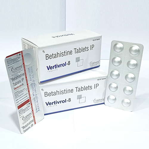 Product Name: Vertivrol 8, Compositions of Vertivrol 8 are Betahistine Tablets IP - Euphony Healthcare