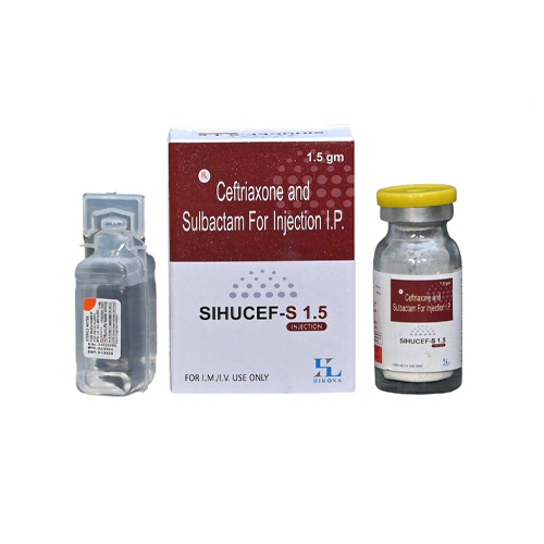 Product Name: SIHUCEF S 1.5, Compositions of SIHUCEF S 1.5 are Ceftriaxone and Sulbactam For Injection I.P - Hikona Lifesciences