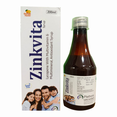 Product Name: ZINKVITA, Compositions of ZINKVITA are Lycopene with Multivitamin & Multimineral, Antioxidant Syrup - Access Life Science