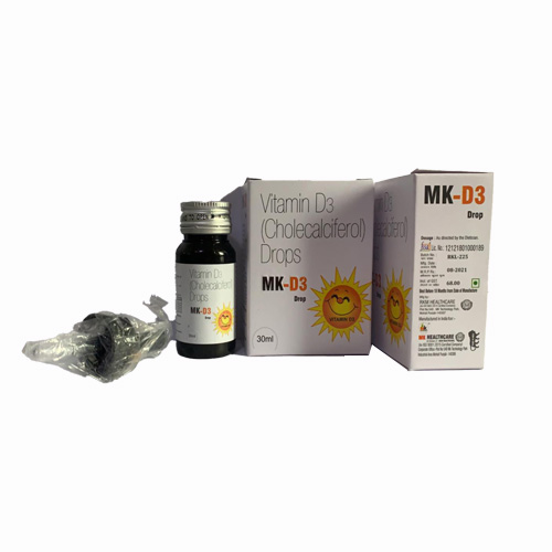 Product Name: MK D3, Compositions of MK D3 are Vitamin D3 (Cholecalciferol) Drops - MK Healthcare