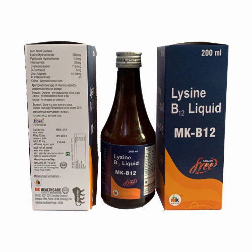 Product Name: MK B12, Compositions of Lysine B12 Liquid are Lysine B12 Liquid - MK Healthcare