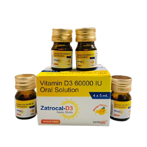 Product Name: Zatrocal D3, Compositions of Zatrocal D3 are Vitamin D3 60000 IU Oral Solution - Zatropha Pharma