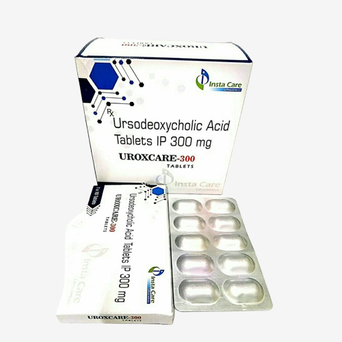 Product Name: UROXCARE 300, Compositions of UROXCARE 300 are Ursodeoxycholic Acid Tablets I.P. 300mg - Insta Care Lifesciences