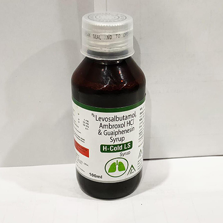 Product Name: H Cold LS, Compositions of H Cold LS are Levosalbutamol Ambroxol HCI & Guaiphenesin Syrup - Arvoni Lifesciences Private Limited