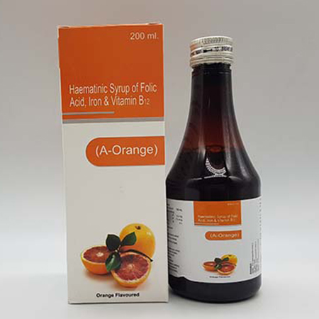 Product Name: A Orange, Compositions of A Orange are Haematinic Syrup of Folic Acid and Vitamin B12 - Acinom Healthcare