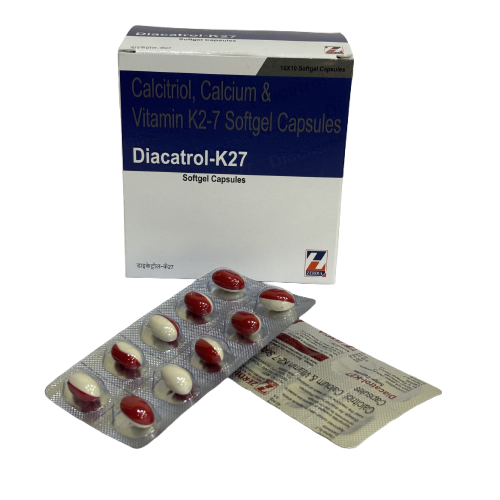 Product Name: Diacatrol K27, Compositions of Diacatrol K27 are Calcitriol, Calcium & Vitamin K2-7 Softgel Capsules - Zerdia Healthcare Private Limited