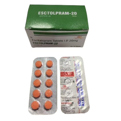 Product Name: Esctolpram 20, Compositions of Esctolpram 20 are Escitalopram Tablets I.P 20mg - Holy Evolution Pharma