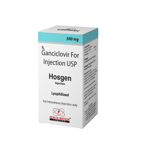 Product Name: Hosgen Injection, Compositions of Hosgen Injection are Ganciclovir For Injection USP - Health Biotech Limited