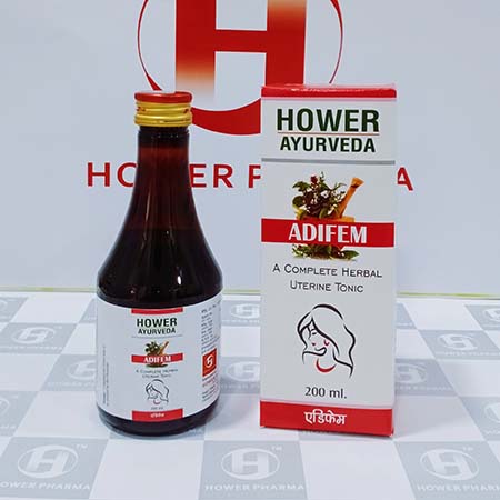 Product Name: Adifem, Compositions of A Complete Herbal Uterine Tonic are A Complete Herbal Uterine Tonic - Hower Pharma Private Limited