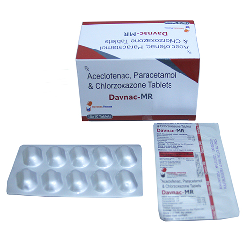 Product Name: Davnac MR, Compositions of Davnac MR are Aceclofenac, Paracetamol & Chlorzoxazone Tablets - Davemax Pharma