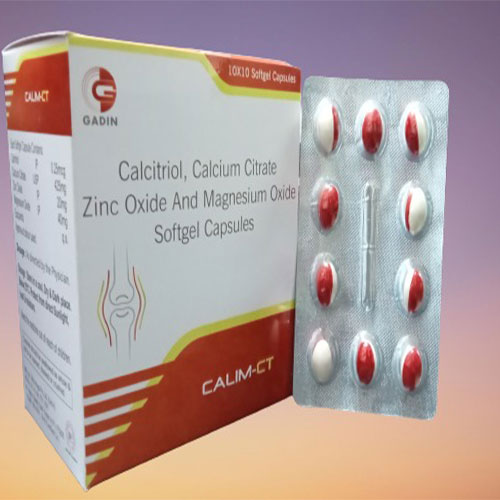 Product Name: CALIM CT, Compositions of CALCITRIOL 0.25MCG + CALCIUM  CETRATE USP 425MG + ZINC SULPHATE MONOHYDRATE USP 20MG+MAGNESIUM  IP 40MG are CALCITRIOL 0.25MCG + CALCIUM  CETRATE USP 425MG + ZINC SULPHATE MONOHYDRATE USP 20MG+MAGNESIUM  IP 40MG - Gadin Pharmaceuticals Pvt. Ltd