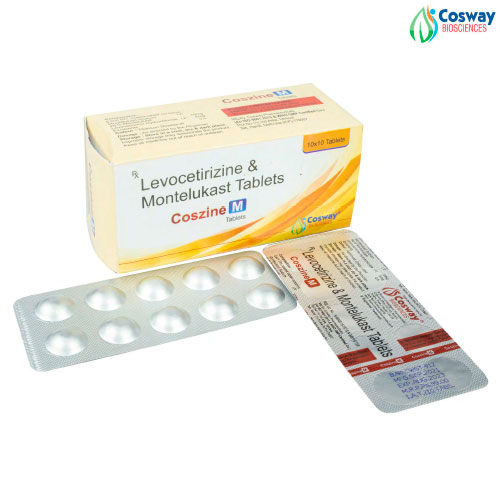 Product Name: COSZINE M , Compositions of COSZINE M  are LEVOCETRIZINE + MONTELUKAST SYRUP - Cosway Biosciences