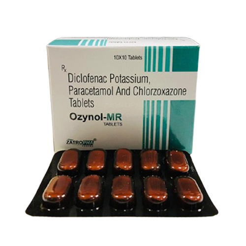 Product Name: Ozynol MR, Compositions of Ozynol MR are Diclofenac Potassium, Paracetamol And Chlorzoxazone Tablets - Zatropha Pharma