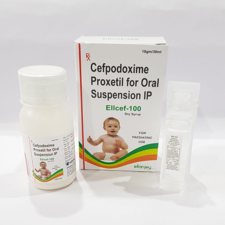 Product Name: Ellcef 100, Compositions of Ellcef 100 are Cefpodoxime Proxetil Oral Suspension IP - Ellanjey Lifesciences