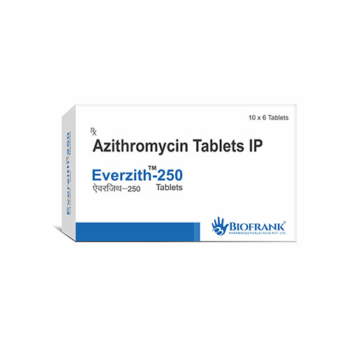Product Name: Everzith 250, Compositions of Everzith 250 are Azithromycin Tablets IP - Biofrank Pharmaceuticals India Private Limited