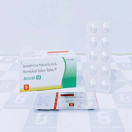 Product Name: Anicet M, Compositions of Anicet M are Levocetirizine Hydrochloride & Montelukast Sodium Tablets IP - Hower Pharma Private Limited