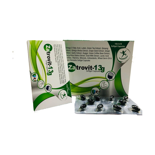 Product Name: Zatrovit 13g, Compositions of Zatrovit 13g are Omega 3 Fatty Acid, Lutein, Green Tea Extract, Ginseng Extract, Ginkgo Biloba Extract, Grape Seed Extract, Ginger xtract, Garlic Extract, Guggul, Green Coffee Bean Extract, lycyrrhiza Glabra Extract, Goat Milk Extract, Lactic - Zatropha Pharma