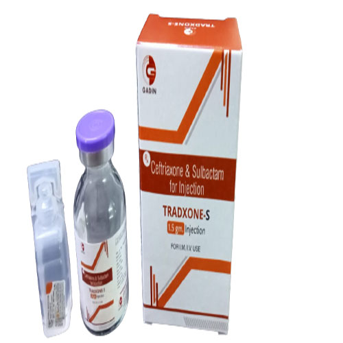 Product Name: TRADXONE S , Compositions of CEFTRIAXONE 1000 MG + SULBACTAM 500 GM are CEFTRIAXONE 1000 MG + SULBACTAM 500 GM - Gadin Pharmaceuticals Pvt. Ltd