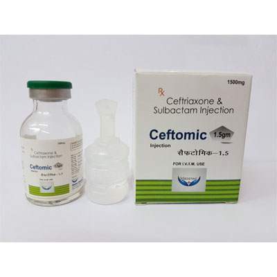 Product Name: CEFTOMIC 1500, Compositions of CEFTOMIC 1500 are Ceftriaxone & Sulbactam injection - Cubic Lifesciences Private Limited