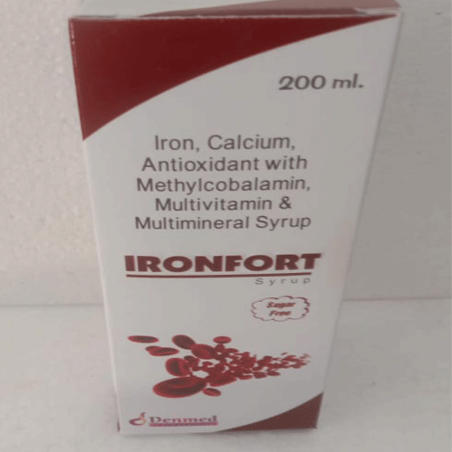 Product Name: Ironfort, Compositions of Iron, Calcium, antioxidant With Methylcobalamin, Multivitamin & Multimenerals are Iron, Calcium, antioxidant With Methylcobalamin, Multivitamin & Multimenerals - Denmed Pharmaceutical