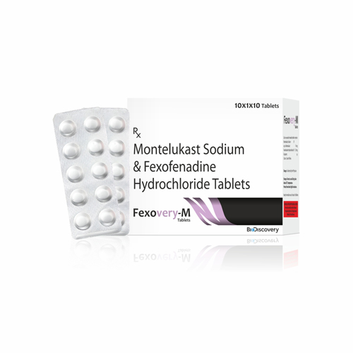 Product Name: Fexovery M Tablets, Compositions of Fexovery M Tablets are Montelukast Sodium & Fexofenadine Hydrochloride Tablets - Biodiscovery Lifesciences Private Limited