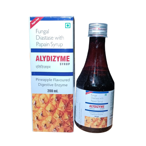 Product Name: ALYDIZYME, Compositions of ALYDIZYME are Fungal Diastase with Papain Syrup - Mednus Healthcare