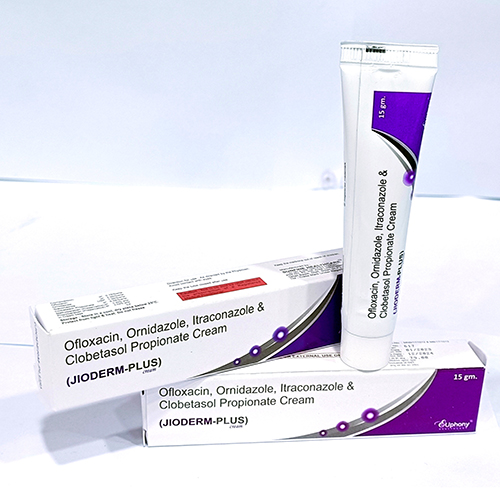 Product Name: Jioderm Plus, Compositions of Jioderm Plus are Ofloxacin, Ornidazole, Itraconazole and Clobetasol Propinate Cream - Euphony Healthcare