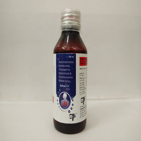 Product Name: Kofcas DX, Compositions of Kofcas DX are Dexotromethorphan Hydrochloride Phenylphrine & Hydrochloride & Chlorpheniramine Maleate Syrup - Cassopeia Pharmaceutical Pvt Ltd