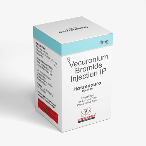 Product Name: HOSMECURO, Compositions of HOSMECURO are Vecuronium Bromide Injection IP - Health Biotech Limited