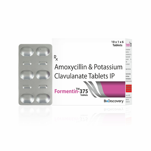 Product Name: Formentin 375, Compositions of Formentin 375 are Amoxycillin & Potassium Clavulanate Tablets IP - Biodiscovery Lifesciences Private Limited