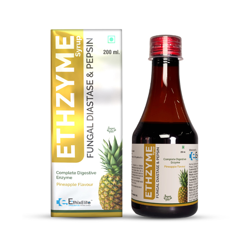 Product Name: ETHZYME, Compositions of ETHZYME are Fungal Diastase & Pepsin  - EthixElite Lifesciences Private Limited