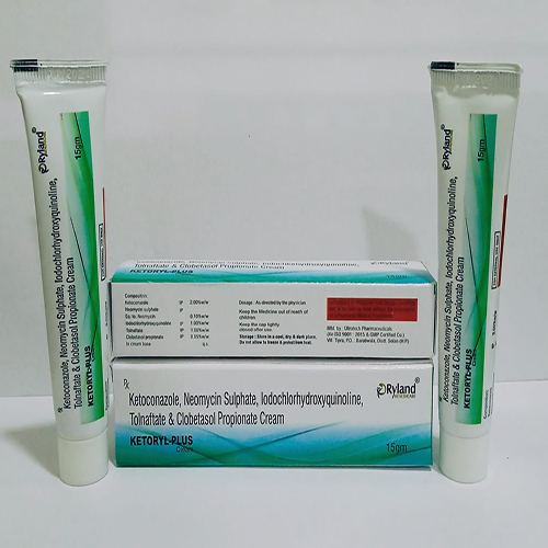 Product Name: KETORYL PLUS, Compositions of Ketoconazole, Neomycin Sulphate, Iodochlorhydroxyquin line, Tolnaftate & Clobetasol Propionate cream are Ketoconazole, Neomycin Sulphate, Iodochlorhydroxyquin line, Tolnaftate & Clobetasol Propionate cream - Ryland Health Care