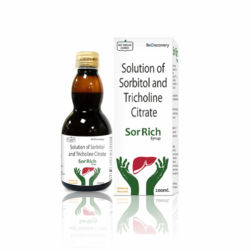 Product Name: Sor Rich, Compositions of Sor Rich are Solution of Sorbitol and Tricholine Citrate - Biodiscovery Lifesciences Private Limited